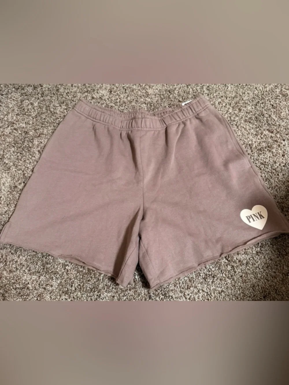 Victoria's Secret PINK Campus Fleece Shorts creamy brown size L nwt